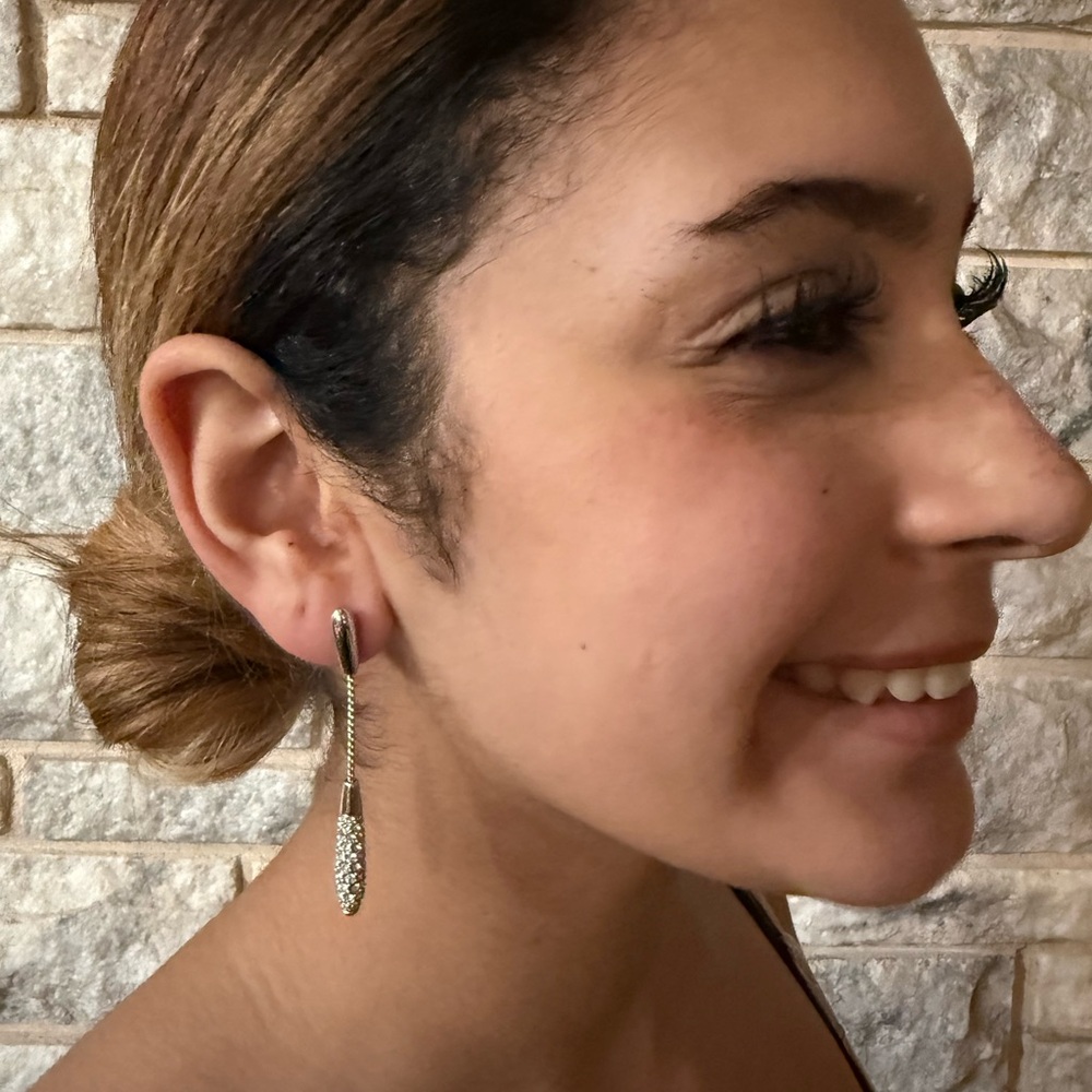 Swarovski Silver Crystal Teardrop Dangle Earrings